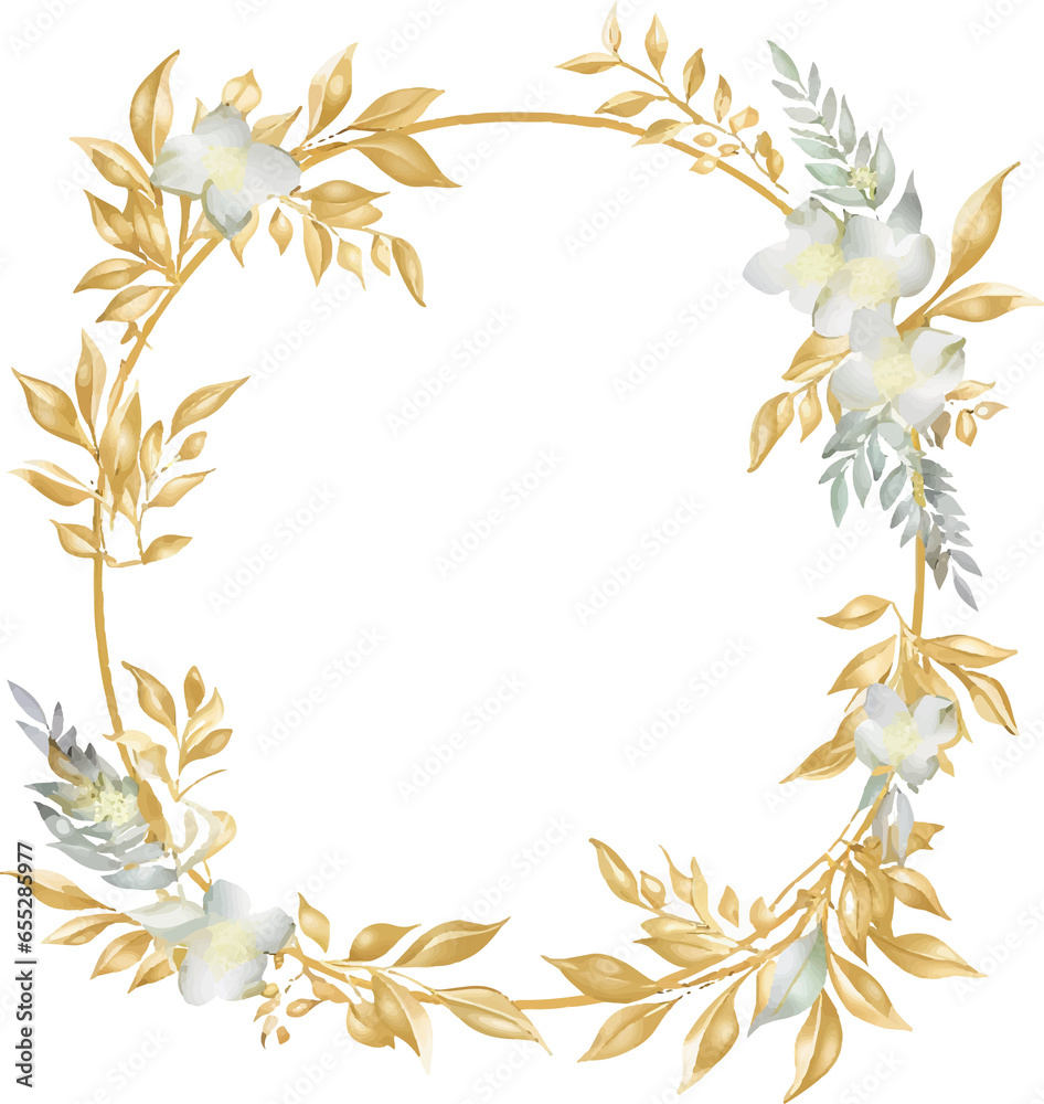 Obraz premium Watercolor flowers frame for wedding genrerative AI
