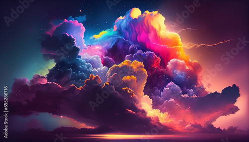 Colorful cloud dreams and colorful sky with natural beautiful background, Ai generated image