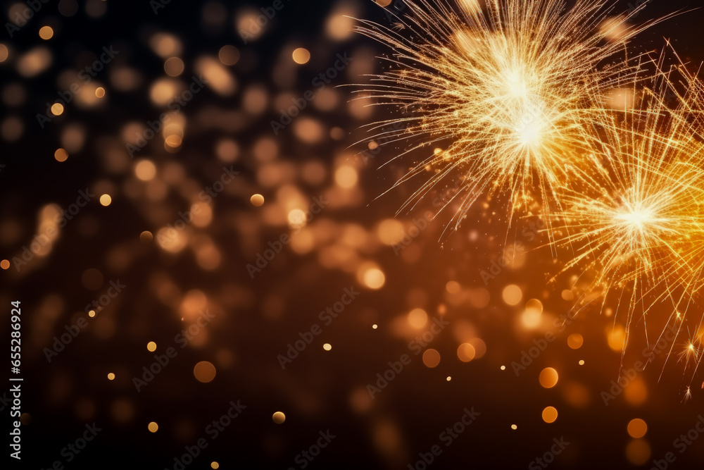 Close-up of New Years Eve fireworks sparkles isolated on a gradient background  - obrazy, fototapety, plakaty 