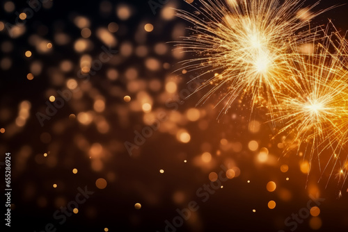 Close-up of New Years Eve fireworks sparkles isolated on a gradient background  photo