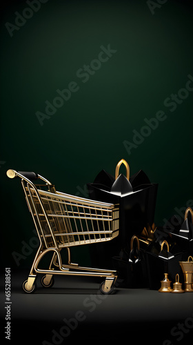 Green Shopping Cart for Black Friday Social Media