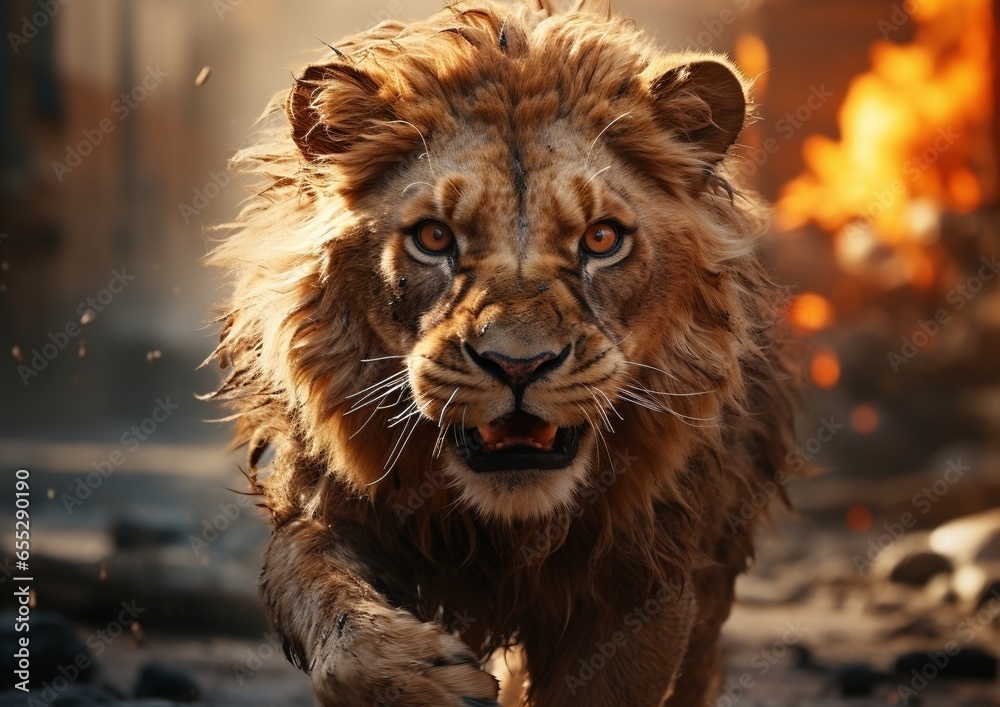 Naklejka premium Portrait of a wild lion