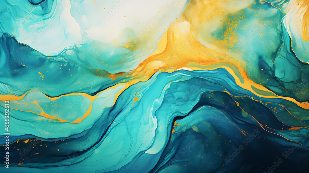 blue and yellow watercolor, Generative Ai