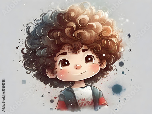 Cute boy, watercolor illustration. Generative AI