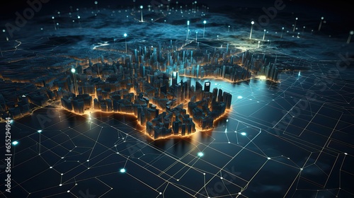 Geospatial Data Mapping, Futuristic Background for Location Intelligence. photo