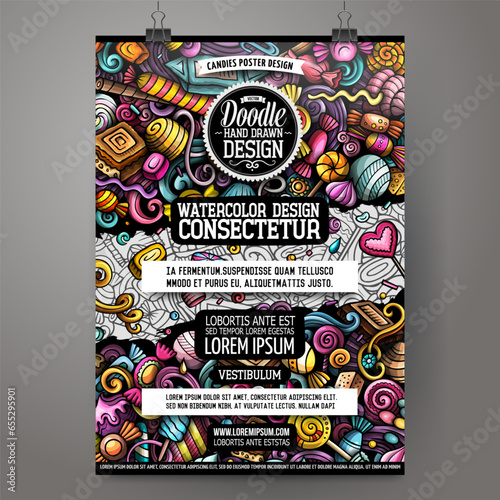 Cartoon vector doodle Candies poster