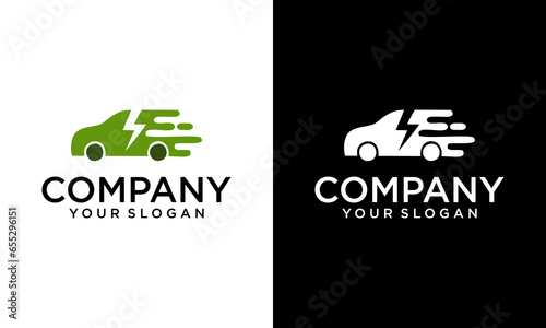 Electric car with plug icon symbol, EV car, Green hybrid vehicles charging point logotype, Eco friendly vehicle concept, Vector illustration