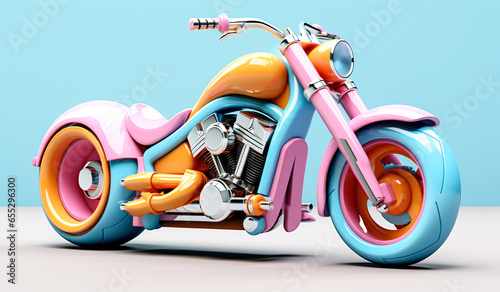 Toy motorcycle in soft colors, plasticized material, educational for children to play. AI generated