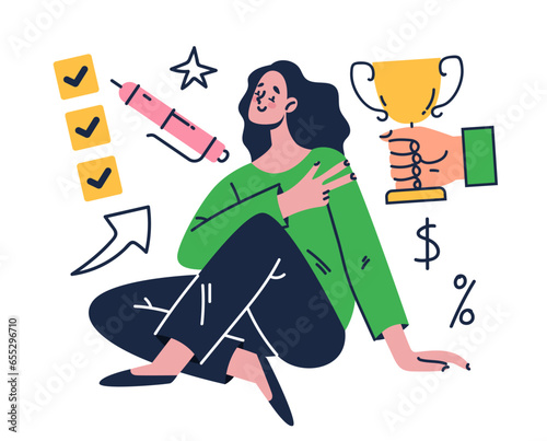 Student winner champion education success school award concept. Vector flat graphic design illustration
