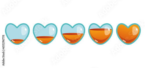 Game star heart user bonus ui animation interface isolated set. Vector flat graphic design illustration