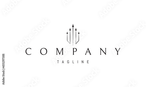 Vector logo with an abstract image of a trident in a linear style.