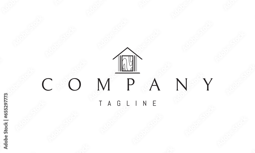 A vector logo with an abstract image of a house made of wood. A vector logo with an abstract image of a house made of wood.