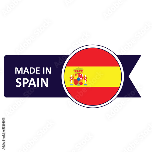 Made In Spain. Flag, banner icon, design, sticker