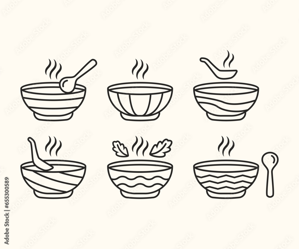bowl simple lineart icon line modern minimal symbol design isolated sets bowl simple lineart icon line modern minimal symbol design isolated sets