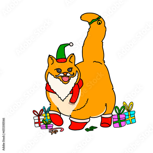 Santa Cat comes to deliver gifts on Christmas Day.