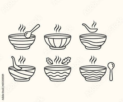 bowl simple lineart icon line modern minimal symbol design isolated sets