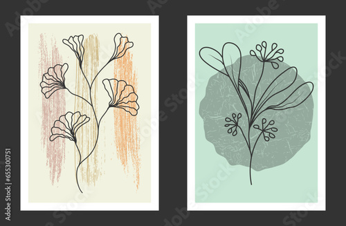 A set of hand-drawn paintings for interior design of premises. Minimalist designs for prints, paintings, posters and creative ideas