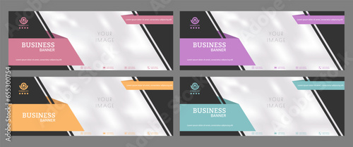 Business banner. A set of horizontal templates with space for a photo, illustration or corporate image. Layout of the cover of a catalog, brochure, project or creative idea