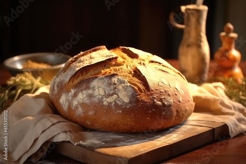 homemade bread on background