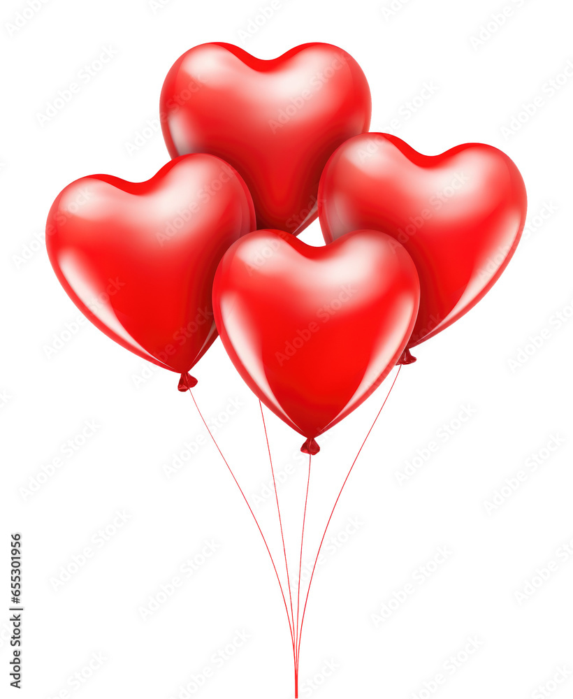 Heart Balloons Isolated on Transparent Background

