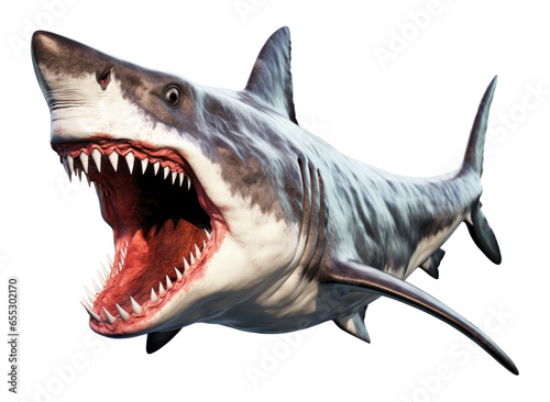 Angry Shark Isolated on Transparent Background 