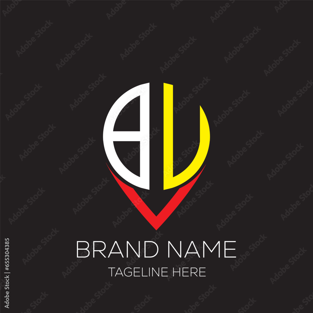 BU letter logo creative design with vector graphic. simple and modern logo design.backround with black. BU letter logo creative design with vector graphic. simple and modern logo design.backround with black.