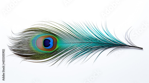 Peacock feather plume isolated on white