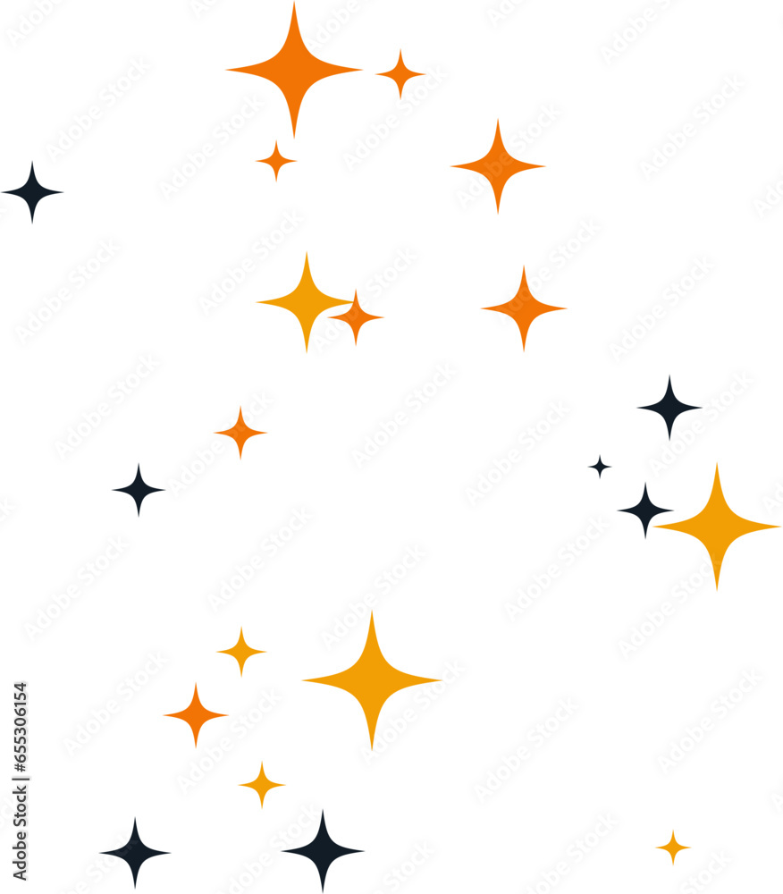 Halloween Sparkles Decoration Cute Stars in Vibrant Black and Orange