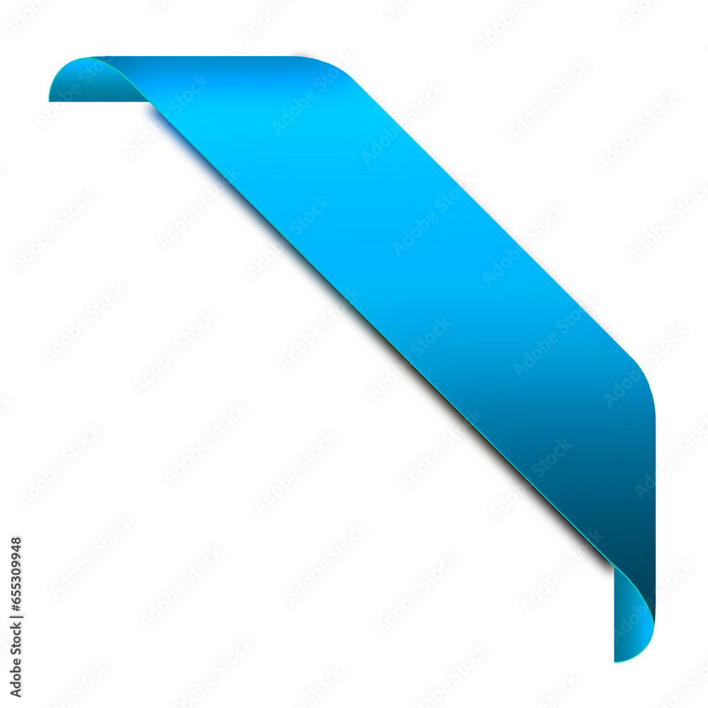 Corner light blue ribbon or banner with transparent background. Corner light blue ribbon or banner with transparent background.