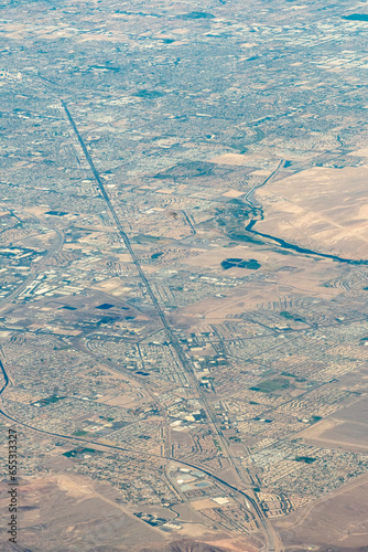 Aerial Photograph of State Route 582 and Interstate 515 near the town of Whitney, Nevada just outside of Las Vegas, Nevada. photo