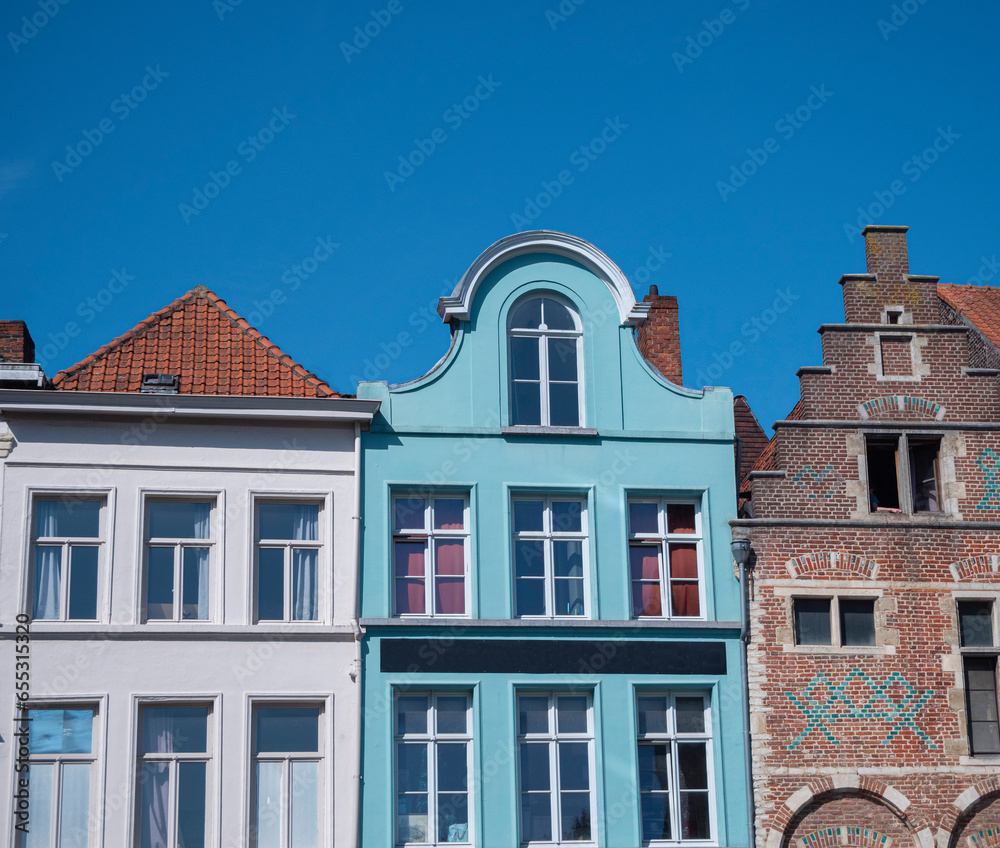 Historic medieval houses in the south of the Netherlands