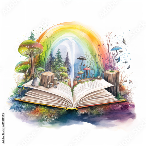 fantasy book rainbow world Generative AI
