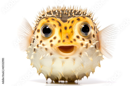 Puffer fish isolated on white background with clipping path