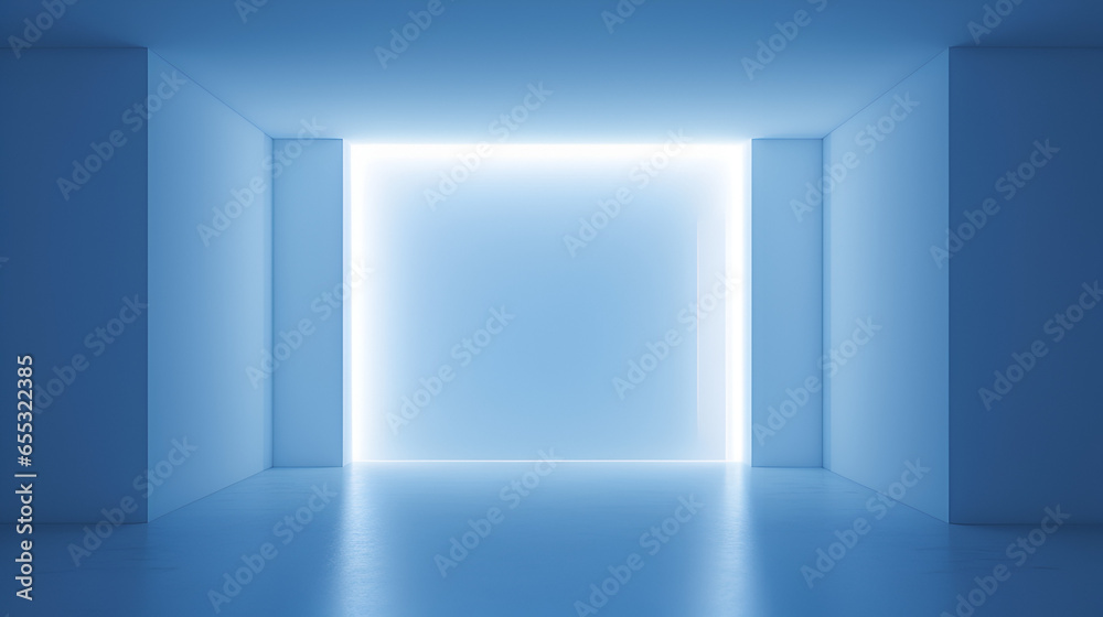 abstract architecture background of a glowing room with a smooth tiled floor. 