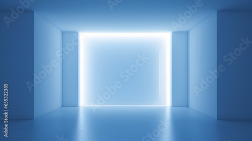 abstract architecture background of a glowing room with a smooth tiled floor. 