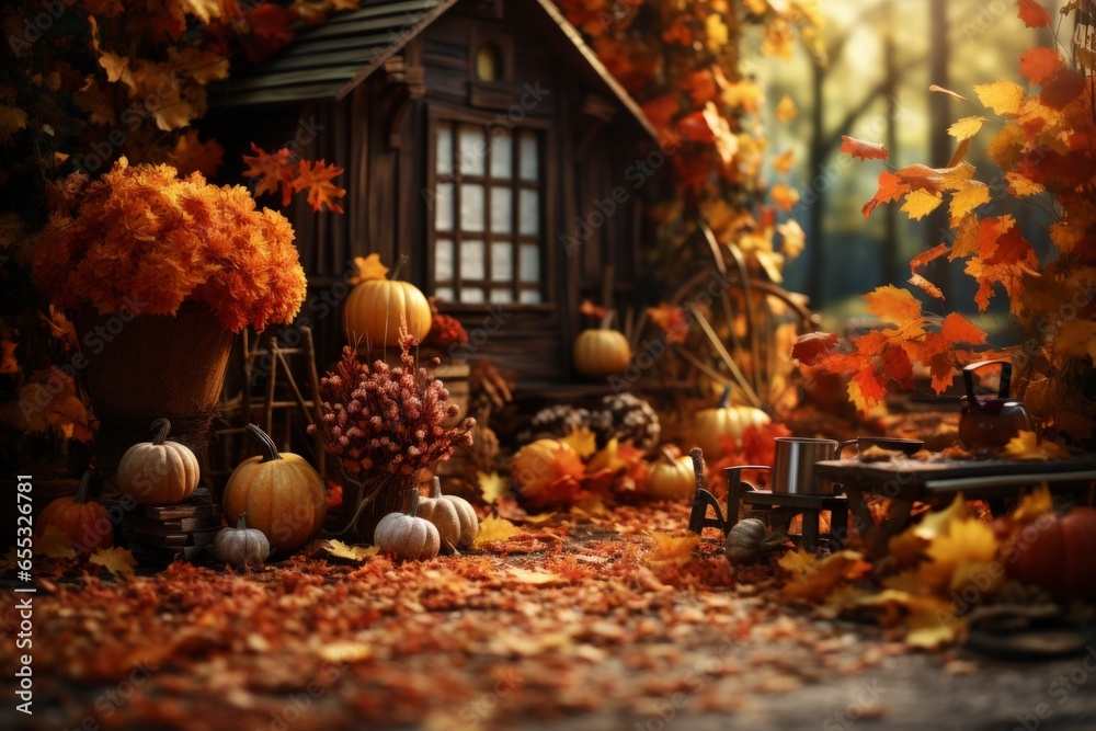 autumn still life with pumpkins