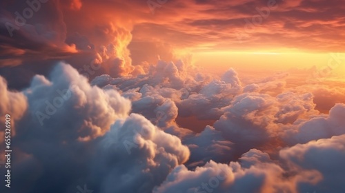 Cielo con cumulos de nubes al atardecer en movimiento generative ai