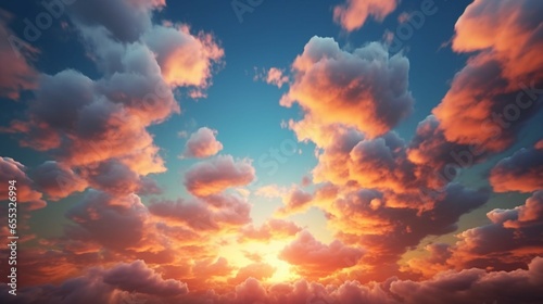 Cielo con cumulos de nubes al atardecer en movimiento generative ai photo