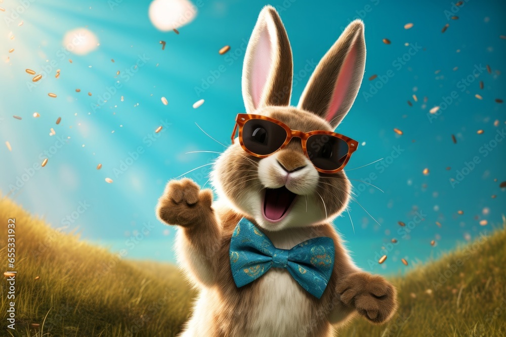 Happy cool rabbit funny Generative AI