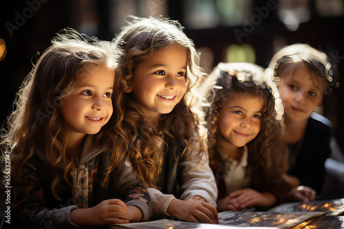 Portrait of four children. Generative AI