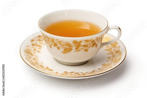 Glass cup with black tea isolated on a white background.