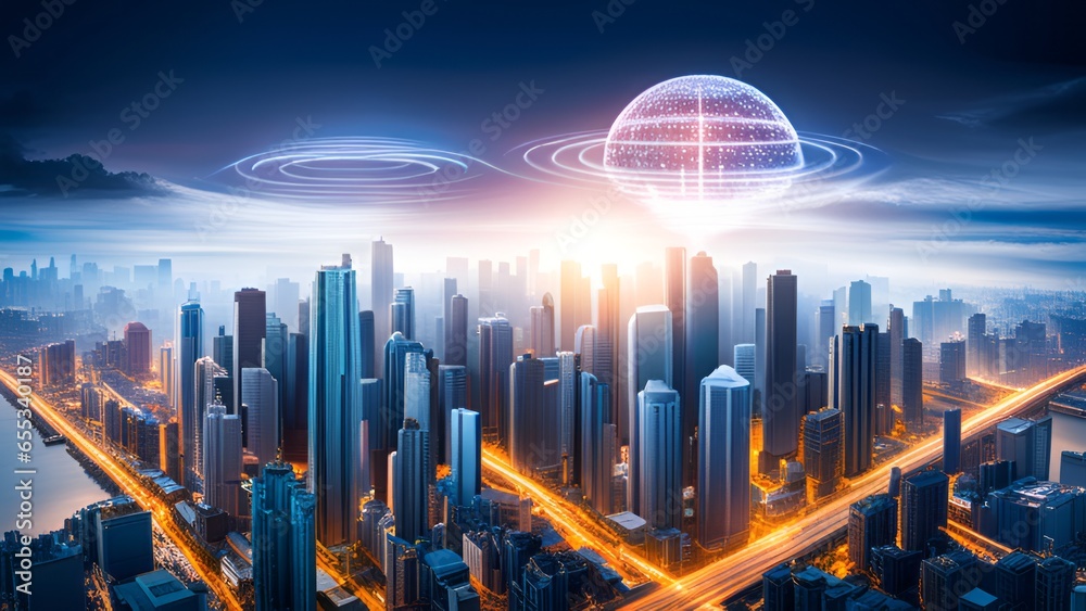 Fototapeta premium sunset over the city