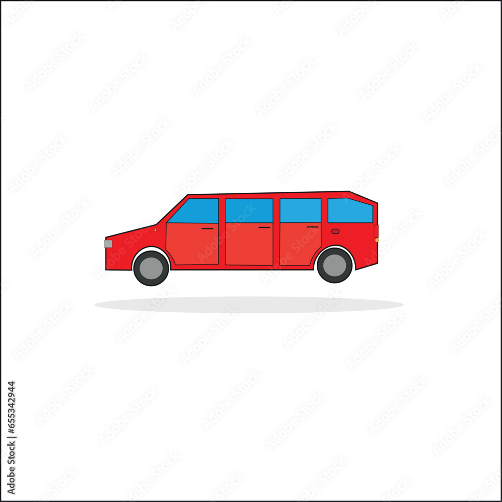 illustration of a limosin red car