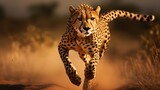  a cheetah running through the desert in the sun.  generative ai