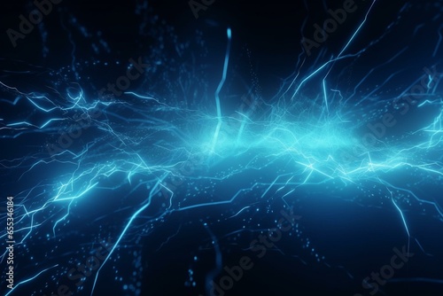 Abstract blue electrical lighting background. Generative AI