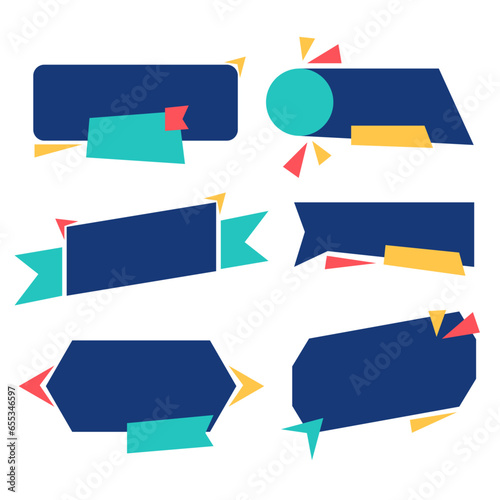 set of Colorful modern abstract tittle ribbon stationery supplies collection