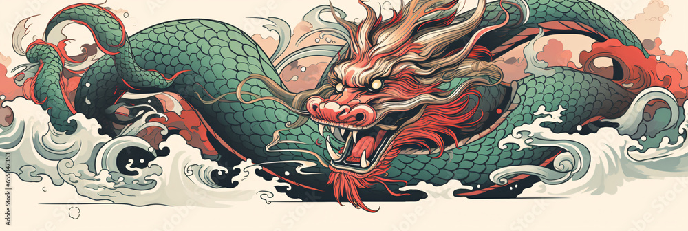 Traditional Asian Dragon Vector Illustration  Ideal Mascot, Tattoo, or T-Shirt Graphic