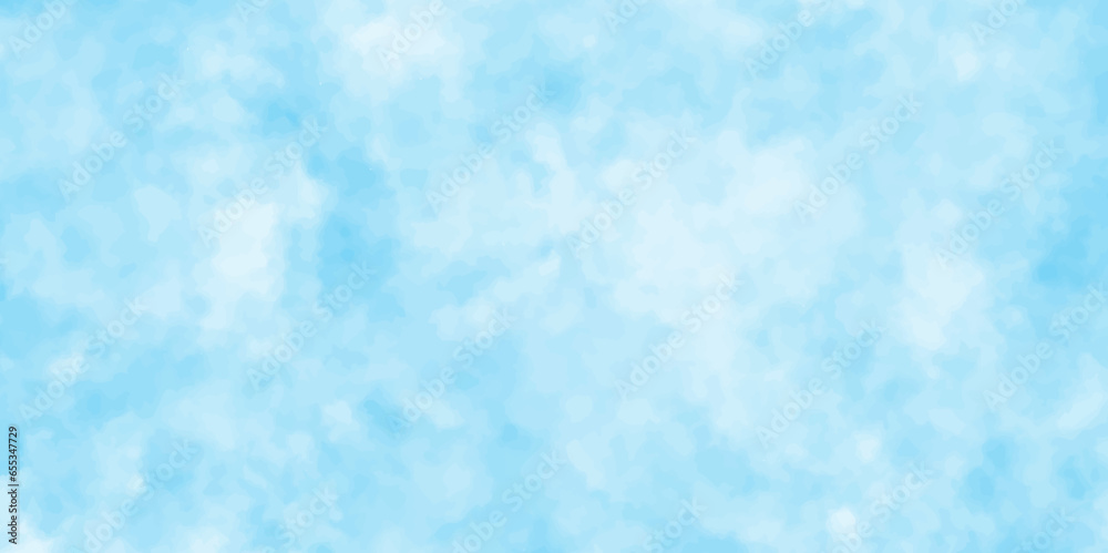 Defocused and blurry wet ink effect sky blue color watercolor background, blurred and grainy Blue powder explosion on white background, Fluffy, puffy, fresh and shiny clouds on a windy sky.	