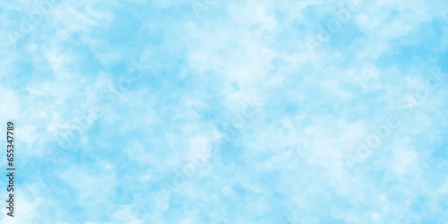 Defocused and blurry wet ink effect sky blue color watercolor background, blurred and grainy Blue powder explosion on white background, Fluffy, puffy, fresh and shiny clouds on a windy sky.	 photo