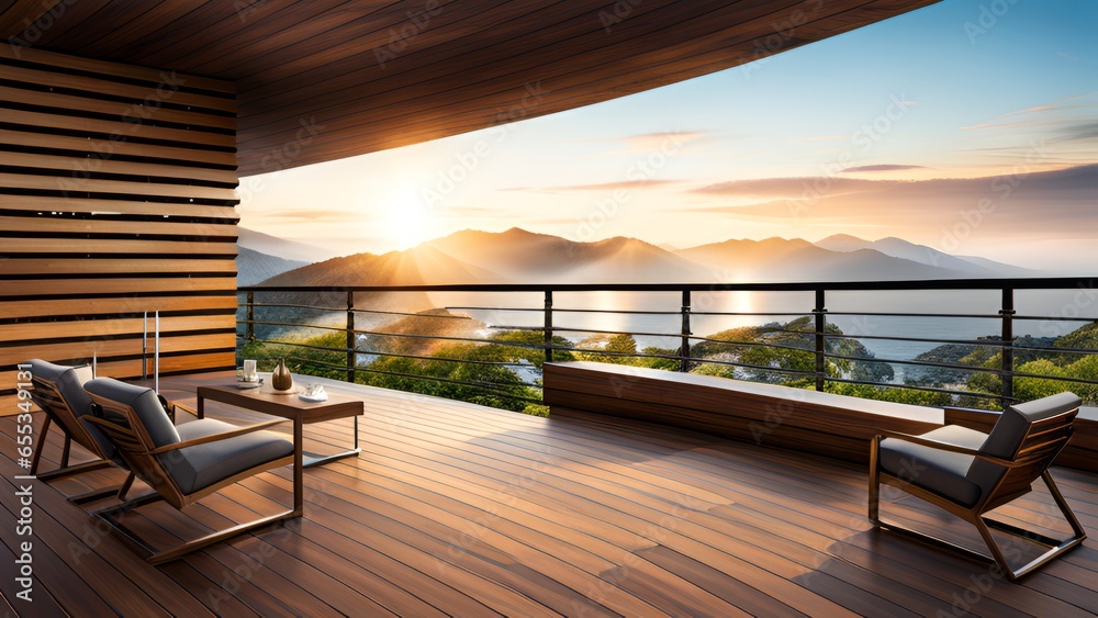 Fototapeta premium terrace at sunset